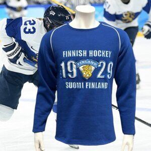 Vintage Finnish Hockey 1929 Suomi Finland National Hockey Embroidered Sweatshirt